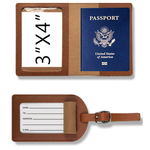 Set Porta Passaporto e Etichetta Bagaglio in <span class=keywords><strong>Pelle</strong></span>, Portafoglio da Viaggio con Etichetta per Valigia, Accessori da Viaggio per Uomo e Donna - Product Image 6