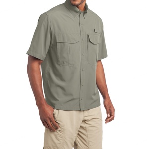 Camisas de Pesca de Manga Corta para Hombre, Protección Solar UPF 50+, Color Sólido, Cierre de Botón - Product Image 3