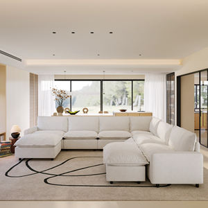 Canapé modulaire sectionnel ATUNUS, style nordique moderne, inclinable, avec recharge sans fil, disponible en blanc et beige, pour salon - Product Image 5