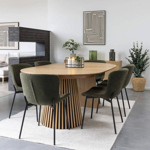 Mesa de <span class=keywords><strong>Comedor</strong></span> de Lujo Moderna de Madera Maciza, Mesa de <span class=keywords><strong>Comedor</strong></span> Redonda <span class=keywords><strong>Extensible</strong></span> Ovalada para 6 a 8 Personas, <span class=keywords><strong>4</strong></span> <span class=keywords><strong>Sillas</strong></span> - Product Image 1