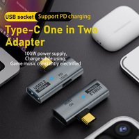 Adaptateur USB C vers USB avec charge rapide PD100W en alliage d'aluminium 1 entrée 2 sorties pour ordinateur portable et iPhone