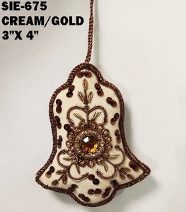 High Quality Handmade <b>Plastic</b> Bell Shape Christmas Ornament Hand Embroidered Bulk Quantity Hanging Decoration Festive Home Decor - Product Image 2
