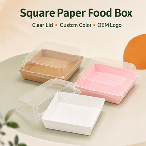 Scatole Rosa per Charcuterie con Coperchi Trasparenti, Scatole Piccole per Torte da 4,5 Pollici, Contenitori Quadrati in Carta per Dessert e Biscotti, per Fette di Torta - Product Image 1