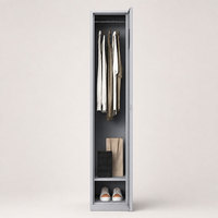 Casier de rangement individuel en acier à 1 porte avec miroir et serrure à clé pour personnel, employés, salle de sport, bureau, vestiaire