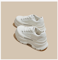Baskets Chunky à Plateforme à Lacets, Semelle Épaisse, Chaussures Décontractées à Bout Rond en Cuir, Chaussures de Marche Tendance pour Femmes, Prise en Charge OEM ODM