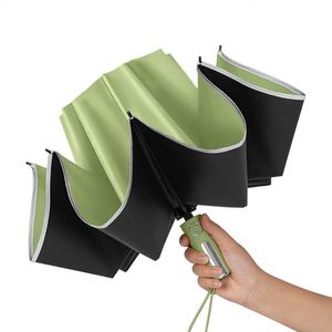 Automatic Car Reverse Inverted <b>Fold</b> Umbrella for Supermarket With Reflective Safety Strip 10 Ribs - Product Image 1