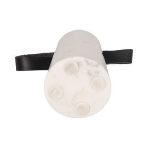 Scultura a cono in marmo con manico in pelle per decorazione di casa, bagno, ufficio. - Product Image 6