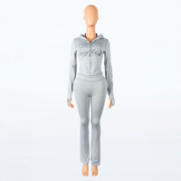 Ensemble deux pièces sexy pour femme, haut moulant à manches longues et pantalon taille haute, idéal pour les sorties, vente en gros OEM