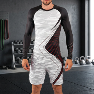 Rashguard long pour hommes en Spandex, respirant, à compression personnalisée, 220g, pour Jiu Jitsu MMA BJJ, avec logo à motifs, vente en gros - Product Image 3