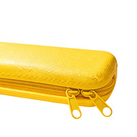 Étui à crayons en silicone souple, double fermeture éclair, forme allongée, sac de rangement pour stylos, logo personnalisé, pochette à crayons multicolores pour l'école et le bureau