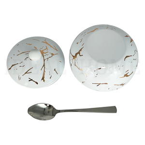 Basso MOQ fabbrica di alta qualità rivestimento bianco adesivo in <span class=keywords><strong>argento</strong></span> 304 in acciaio inox ciotola di zucchero con coperchio e cucchiaio in acciaio inox - Product Image 3