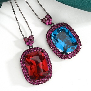 Collar con Colgante de Circonia Cúbica de Corte Ovalado, Latón Pulido de Primera Calidad, Joyería de Alta Calidad para Mujer, Regalo de Aniversario - Product Image 2