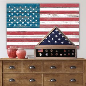 Mộc mạc rắn gỗ treo tường chôn cất cờ hiển thị trường hợp UV in giấy chứng nhận chủ khung cho 9.5x5 inch cờ cho cựu chiến binh - Product Image 4