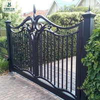 Portes doubles extérieures de style européen pour villa, jardin, cour, clôture, entrée, portails en fer forgé sur mesure anti-effraction