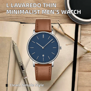 Nuovo orologio da polso da uomo in pelle al quarzo analogico minimalista alla moda <span class=keywords><strong>con</strong></span> design estremamente sottile <span class=keywords><strong>con</strong></span> ora/data - Regalo di compleanno Relojes Hombres - Product Image 2
