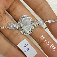 Original Echtes 925 Sterling Silber Armband Handgefertigt Mit Mehrfach Geformten Edelsteinen Silberschmuck Zu Vernünftigen Preisen Erhältlich