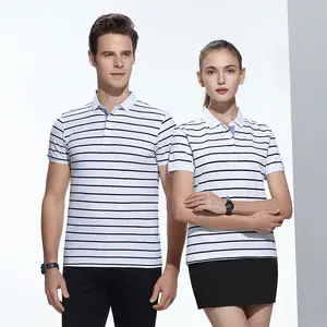 Người Đàn Ông Sọc Tee Áo Sơ Mi Thể Thao Pique Mens Polo Áo Sơ Mi Sọc, Polo T-shirt Sọc T Áo Sơ Mi Tùy Chỉnh, Đen Và Trắng Sọc T-shirt