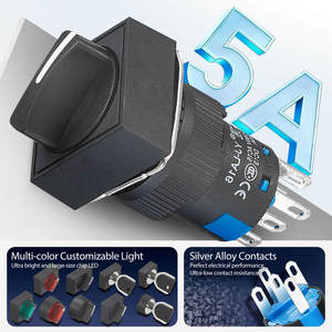 16 मिमी चयनकर्ता स्विच रोटरी 2 स्थिति <span class=keywords><strong>3</strong></span> स्थिति नियंत्रण इलेक्ट्रिक ग्रीन के नेतृत्व वाले स्डप्ट प्लास्टिक चयनकर्ता स्विच - Product Image 2