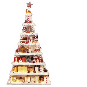 Wooden Christmas Tree <b>Shelf</b> 8 Tier Standing Display <b>Rack</b> For Holiday Decorations And Figurines - Product Image 5