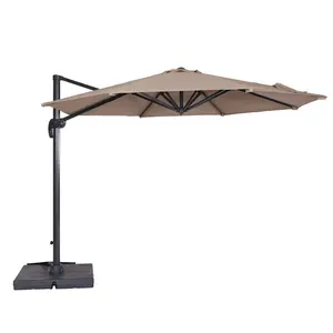 Ayarlanabilir 11 Ft gri veranda şemsiyesi standları, yağmur rüzgar geçirmez güneş bahçe için şemsiye açık/