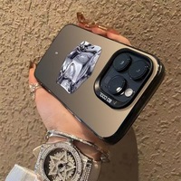 Casing Handphone TPU PC Berlapis Perak dengan Cetakan Es Kristal untuk iPhone Xr Xs 11 12 13 14 15 16 17 18 Pro Max