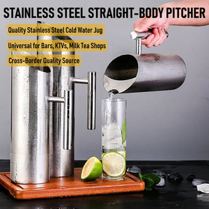 <span class=keywords><strong>Pichet</strong></span> à eau en acier inoxydable <span class=keywords><strong>Pichet</strong></span> en métal avec garde-glace Carafe à boisson avec poignée Boisson chaude glacée Thé Jus Café Bière - Product Image 3