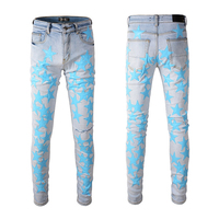 Jeans décontractés avec écusson étoile pour hommes, jeans brodés nouveau design à la mode, pantalons jeans slim pour hommes