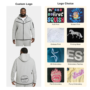 Áo hoodie nam chất liệu cotton dày, khóa kéo, thiết kế mới, in logo tùy chỉnh, thêu, kiểu dáng rộng rãi, chống gió, giá xuất xưởng. - Product Image 2