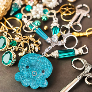 <span class=keywords><strong>Huisen</strong></span> lindo pulpo coche llavero caliente Animal marino Metal colgante cristalino acentuado llavero - Product Image 2