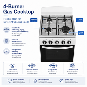 Multi-function Freestanding Gas Cooker 4 Burner Gas <strong>Hob</strong> With 55L <strong>Oven</strong> Stable <strong>Pan</strong> Support Gas Range - Product Image 4
