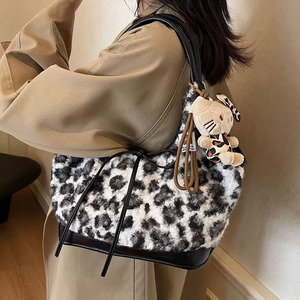 Bolso de Mano con Estampado de Leopardo de Piel Sintética con Lazo, Bolso de Hombro y de Mano para Mujer - Product Image 1