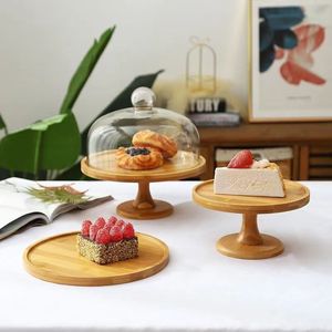 Ensemble de présentoirs à desserts en bambou, support à gâteaux multi-niveaux, plateau en bois massif, plateau de service pour le thé de l'après-midi, couleur naturelle, simple - Product Image 4