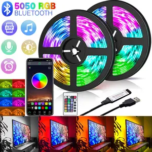 Bande lumineuse LED RGB USB Flexible, 1-30M, ruban de lampe Diode USB, câble Bluetooth, contrôle DC 5 V, écran de bureau, éclairage de fond TV