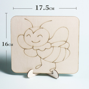 Pinturas de animales hechas a mano con bloques de madera, coloreo DIY para niños de jardín de infantes, pintura, graffiti, juguetes educativos creativos de madera - Product Image 4