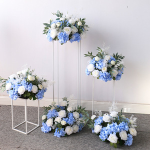 <span class=keywords><strong>Boule</strong></span> de fleurs artificielles en soie, roses blanches et bleues, pour décoration de maison et de mariage - Product Image 3
