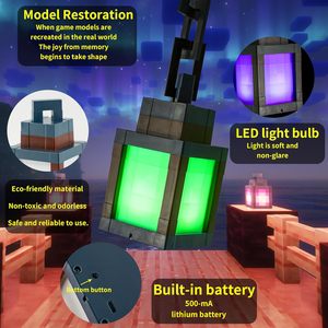 Pixelated Lantern Night Light <b>USB</b> Rechargeable LED Remote Control Multicolor Wall Mount <b>Lamp</b> Modern Design Plastic 3.5x3.5x7.3 - Product Image 6