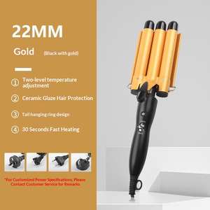 Fer à boucler à 3 barils avec écran LCD de température, 22 mm, céramique tourmaline, triple baril, double tension, <span class=keywords><strong>pour</strong></span> ondulations - Product Image 5