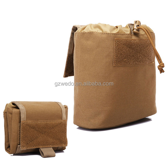 Folding Mini Molle Drawstring Tactical Dump Pouch for Outdoor Hunting Shooting Minimalist Large Recovery Tactical Drop Pouch
