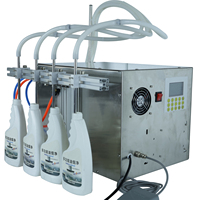 Machine de remplissage semi-automatique à 4 buses pour lait, sauce soja, vinaigre, eau, jus, produits chimiques, parfum, engrais, eau de Javel