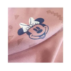 Minnie cartoon pattern pink bed sheet 100% polyester fabric disperse printing for home textile
