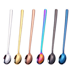 Cucchiaio a manico lungo Premium da 7.8 pollici cucchiaino ghiacciato in acciaio inossidabile per mescolare Cocktail mescolando frappè al caffè bevanda fredda - Product Image 1