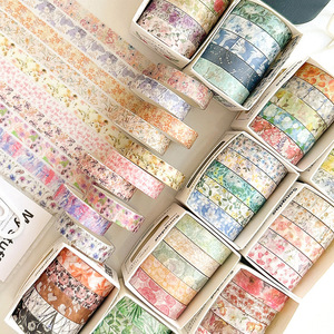 Ensemble <span class=keywords><strong>de</strong></span> rubans Washi LABON PET, 5 rouleaux, ruban décoratif pour journal, motif floral, scrapbooking, planificateur, bricolage, ruban <span class=keywords><strong>adhésif</strong></span> artisanal - Product Image 3
