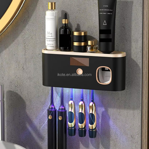 5 Disinfect <strong>Toothbrush</strong> Slots Wall Auto Toothpaste Dispenser Sterilized <strong>Toothbrush</strong> <strong>Holder</strong> for Family - Product Image 1