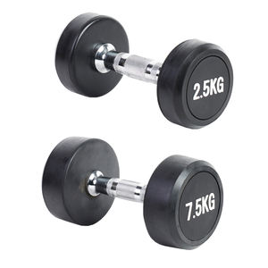 Haltères en fonte et caoutchouc 2,5-20 kg avec poignée antidérapante moletée - Équipement d'entraînement de force pour la salle de sport et la maison (vente en gros) - Product Image 6