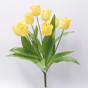 Ramo de Tulipanes Artificiales Realistas con Forma de Gema de 9 Cabezas Hecho a Mano, Flores Artificiales con Aspecto de Cristal para Decoración de Bodas, Navidad y Año Nuevo <span class=keywords><strong>Chino</strong></span> - Product Image 1