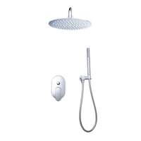 Ensemble de douche de luxe moderne en chrome à montage au plafond, avec mitigeur thermostatique 2 voies encastré, pour eau froide, idéal pour hôtel