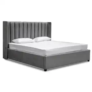 Luxury latest designs gray bedroom set furniture king size modern double bed