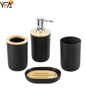 <span class=keywords><strong>Bambou</strong></span> Accessoire De Salle Set-avec Poubelle <span class=keywords><strong>Brosse</strong></span> À Dents Titulaire Distributeur de Savon Savon, Lotion Ensemble Tumbler Tasse, 4-6 Pièces Ensemble De Bain - Product Image 5