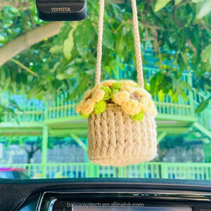 Décoration florale miniature <span class=keywords><strong>de</strong></span> haute qualité pour voiture, suspendue, crochet automobile, crochetage au crochet, <span class=keywords><strong>pot</strong></span> <span class=keywords><strong>de</strong></span> fraises, plante pour pendentif <span class=keywords><strong>de</strong></span> voiture - Product Image 5