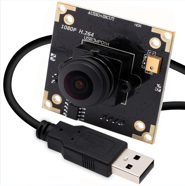 3MP WDR USB Camera Module 1920x1080 H.264 MJPEG 30FPS Mini UVC Webcam Module with 180Degree Fisheye Lens for ATM Robot Kiosk